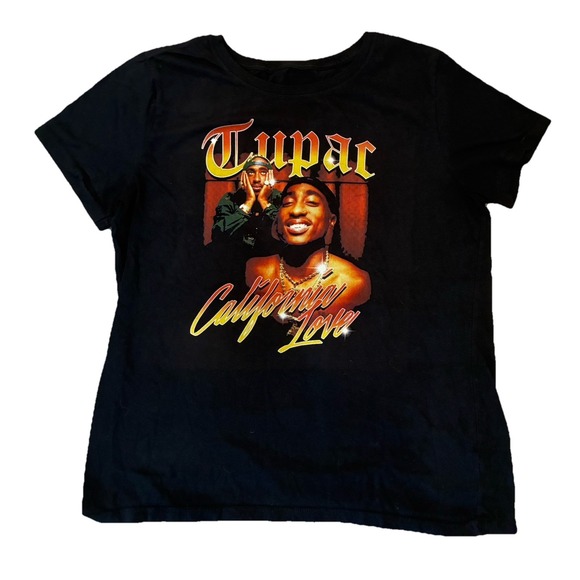 Gildan Tops - Gildan Tupac Graphic Tee Womans Medium Black California Love Rap Hip Hop Shirt